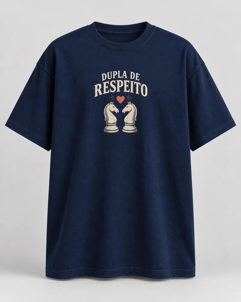 Proposta da camiseta Dupla de respeito, azul-marinho