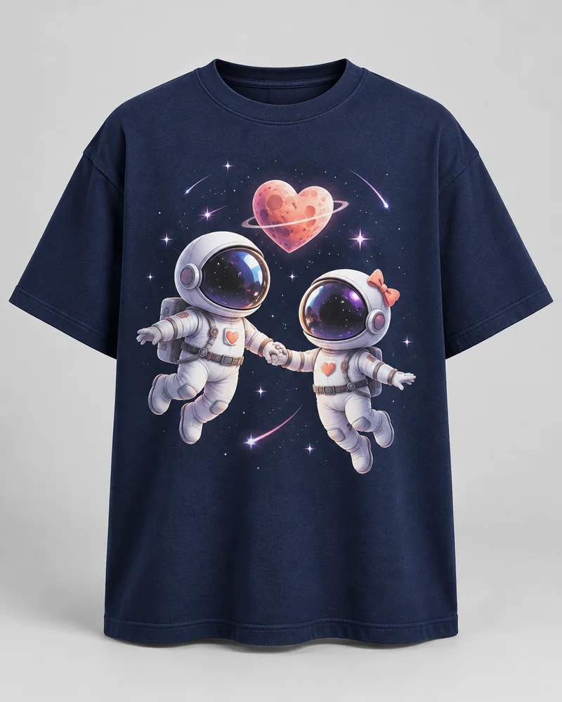 Proposta da camiseta Dupla fora de órbita, azul-marinho
