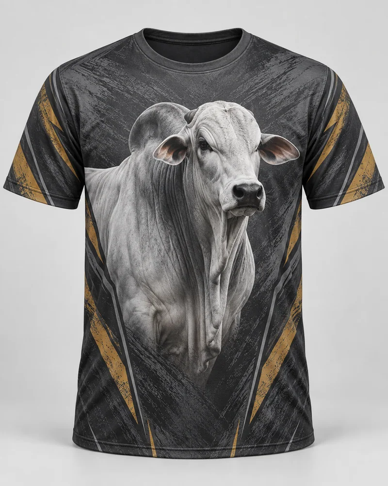 Proposta da camiseta Nelore — Força serena, cinza lavado