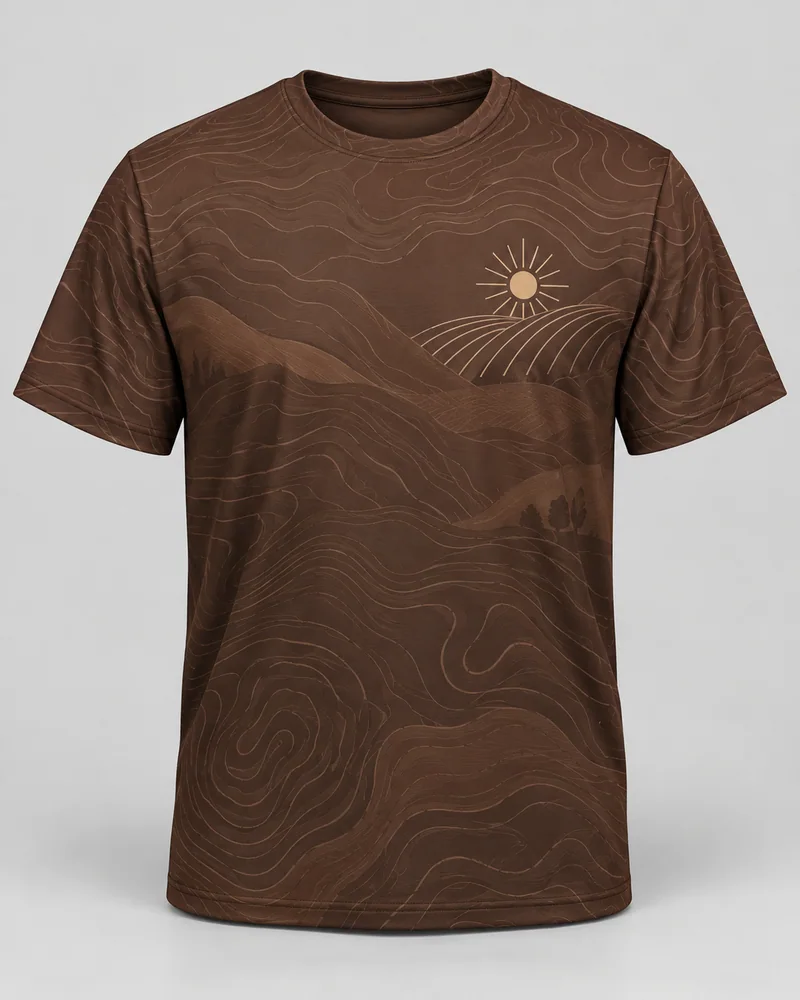 Proposta da camiseta Sol de safra, marrom