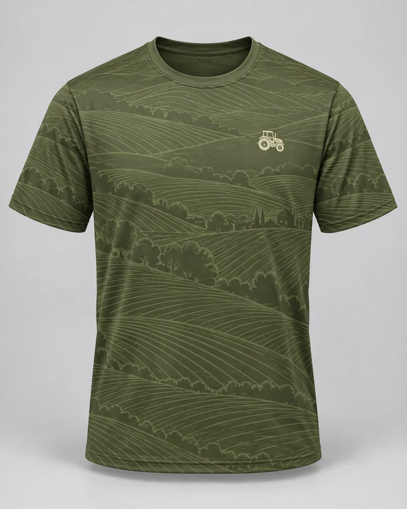 Proposta da camiseta Terra — Linhas do horizonte, verde oliva