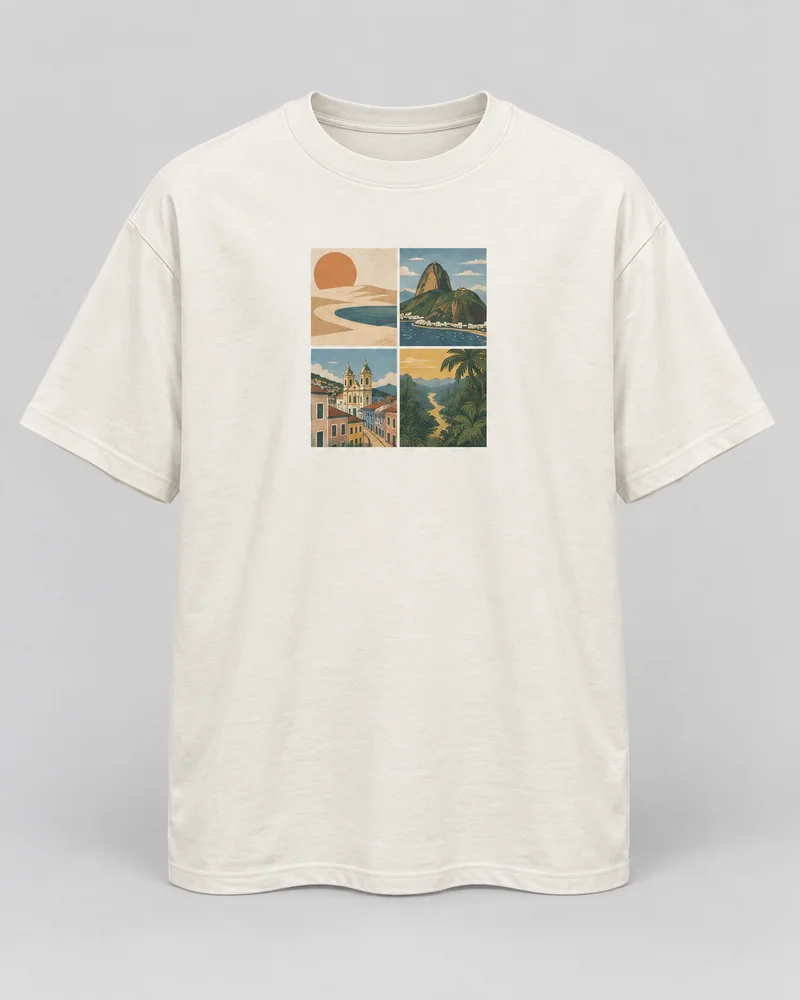 Proposta da camiseta Brasil — Quatro paisagens, off-white