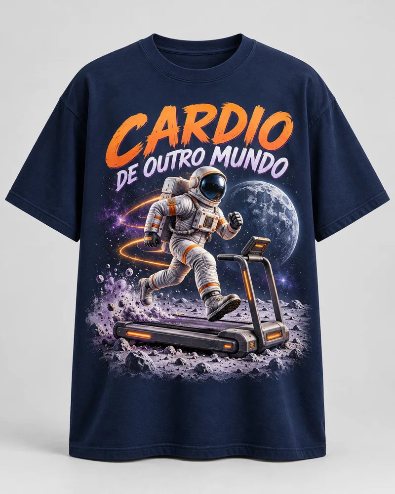 Proposta da camiseta Astronauta do cardio, azul-marinho