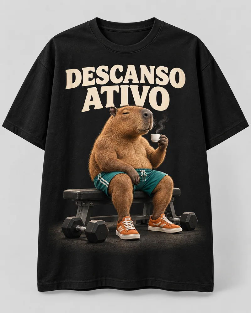 Proposta da camiseta Capivara do descanso, preto