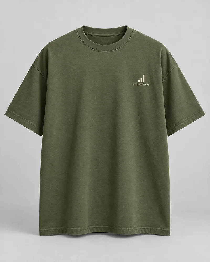 Proposta da camiseta Constância, verde oliva