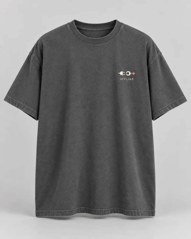 Proposta da camiseta Fora do servidor, cinza lavado