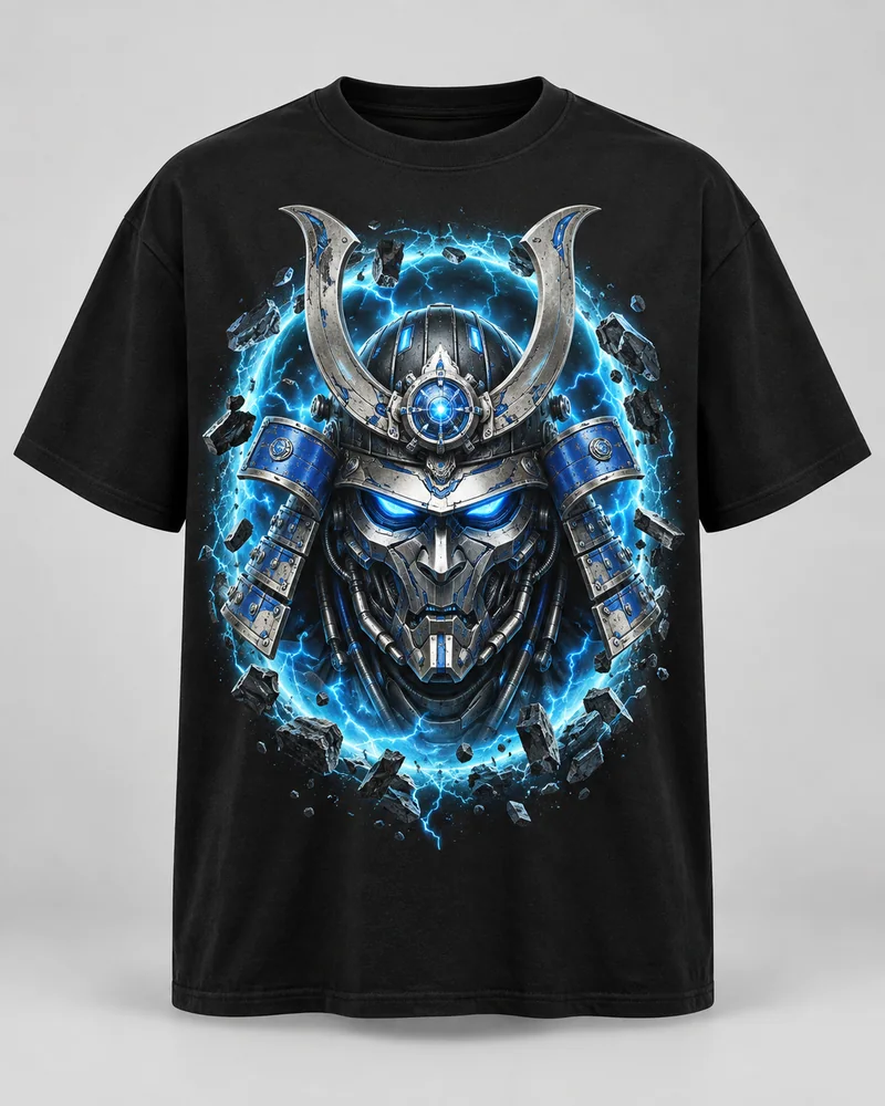 Proposta da camiseta Mecha — Núcleo de aço, preto