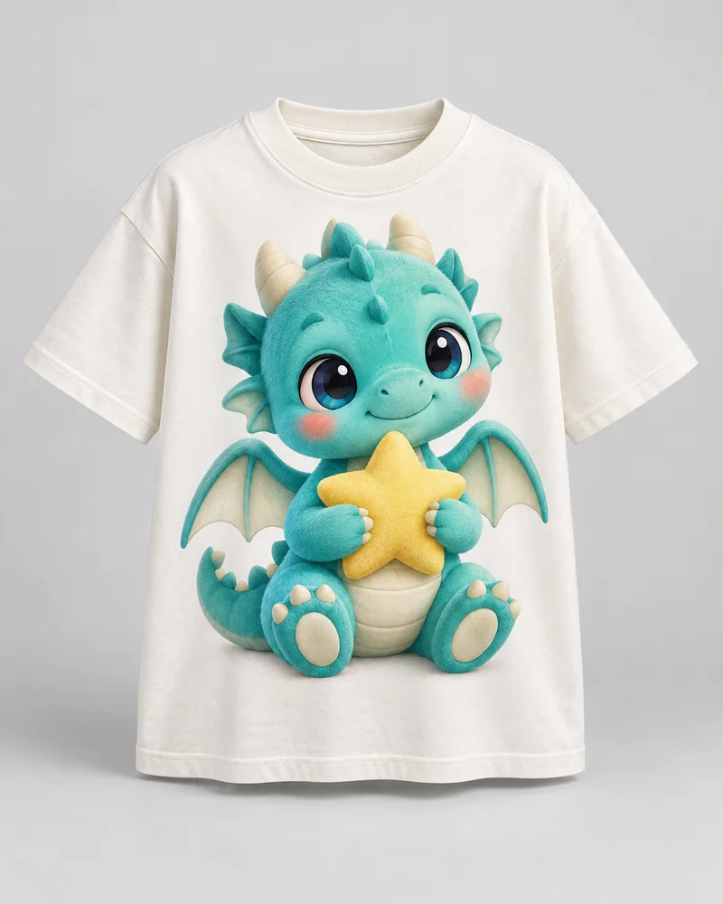 Proposta da camiseta Dragão de algodão, off-white