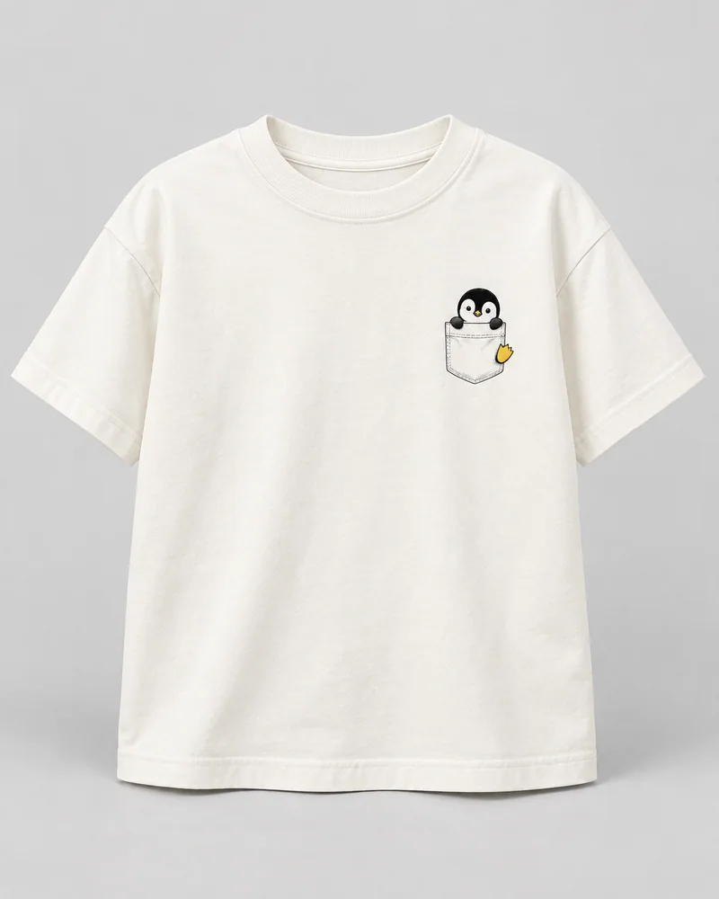 Proposta da camiseta Pinguim de bolso, off-white