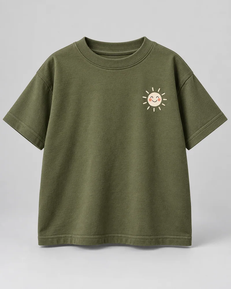 Proposta da camiseta Solzinho, verde oliva