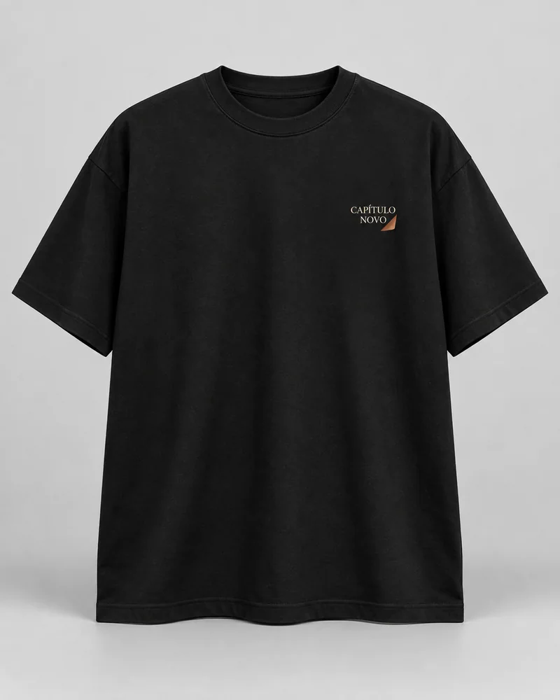 Proposta da camiseta Capítulo novo, preto