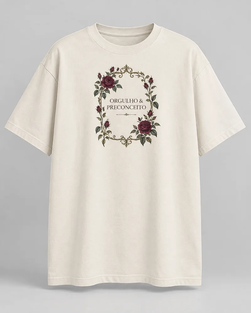 Proposta da camiseta Jane Austen — Jardim de palavras, off-white