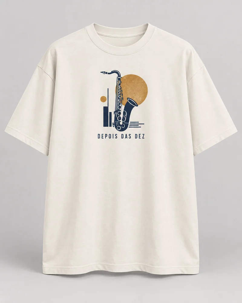 Proposta da camiseta Jazz depois das dez, off-white