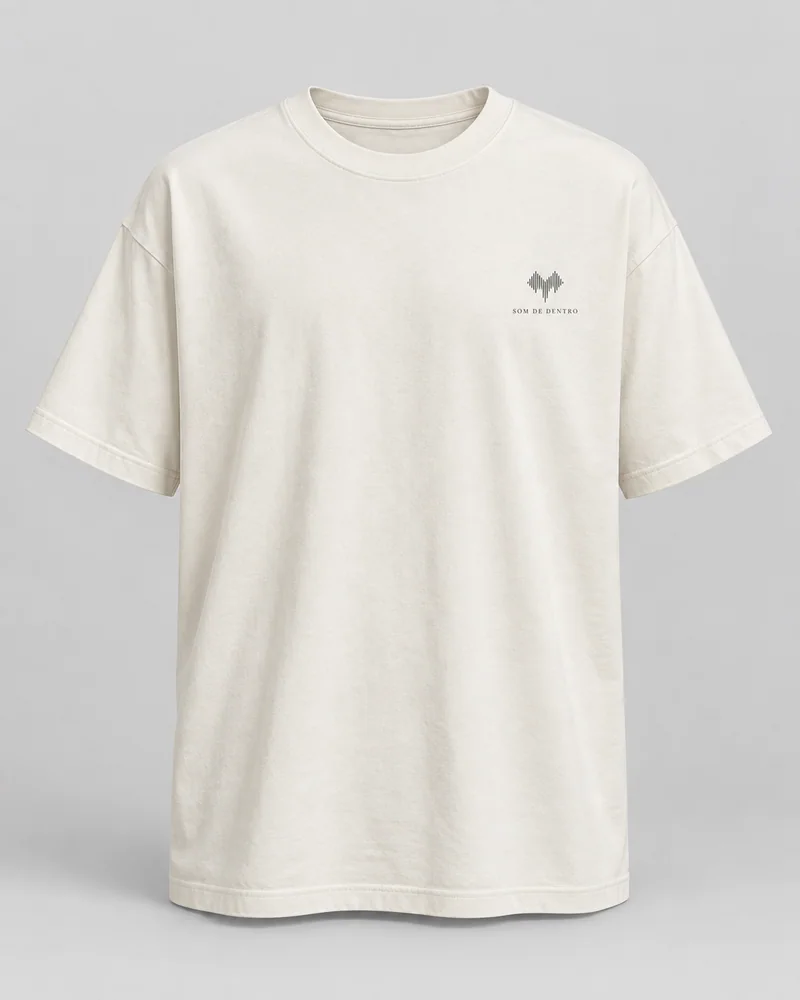 Proposta da camiseta Som de dentro, off-white