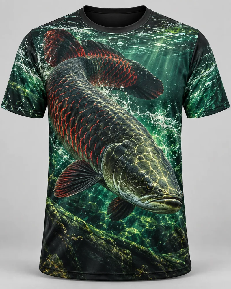 Proposta da camiseta Amazônia — Gigante das águas, preto