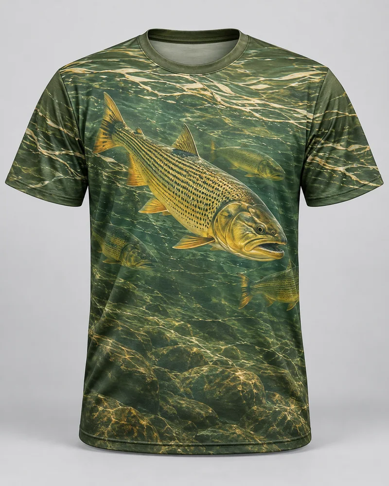 Proposta da camiseta Dourado — Corrente livre, verde oliva
