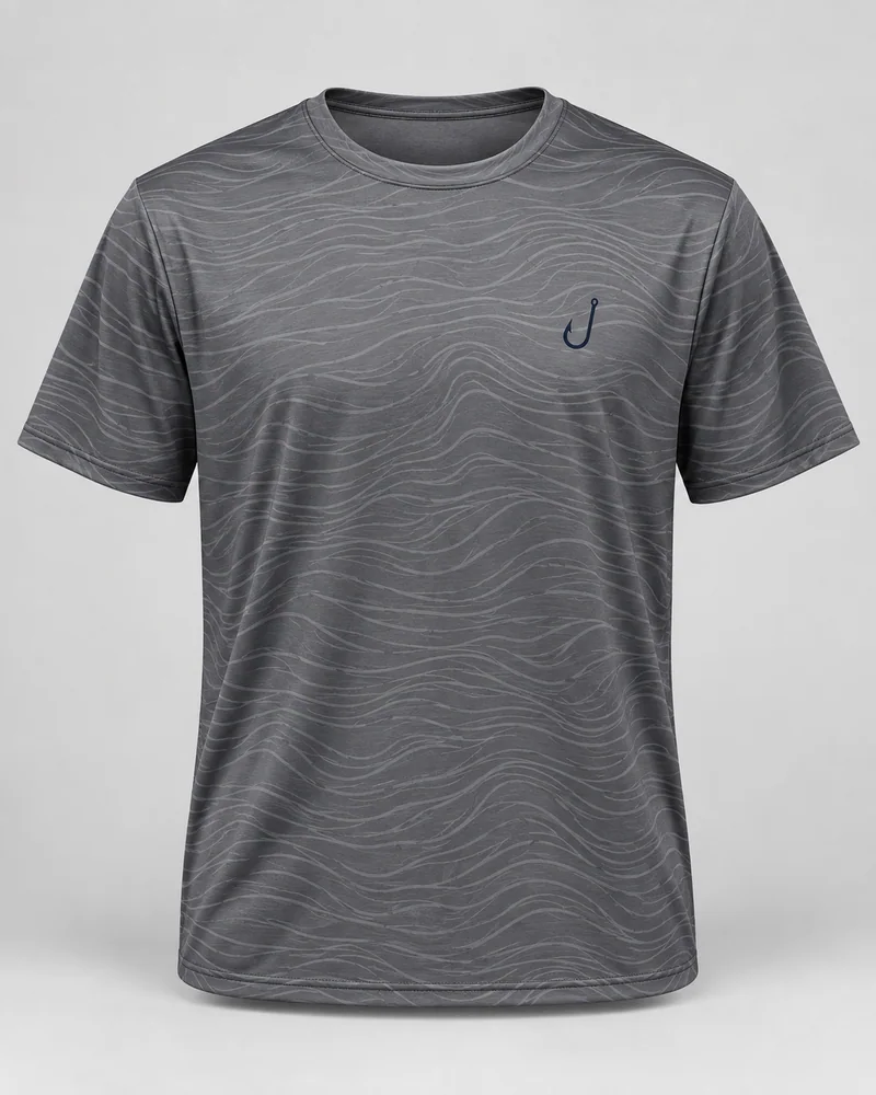 Proposta da camiseta Maré baixa, cinza lavado