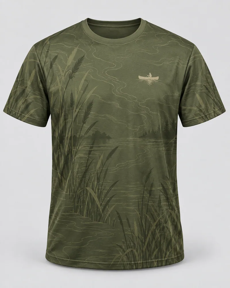 Proposta da camiseta Remanso, verde oliva